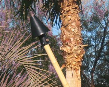 (image for) Automated Remote Control Black Cone Head Tiki with Bamboo Pole